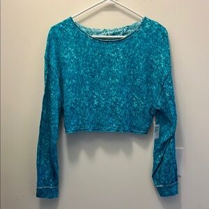 Free People (FP) Movement blue cutout Back Cropped Long Sleeve Top size small
